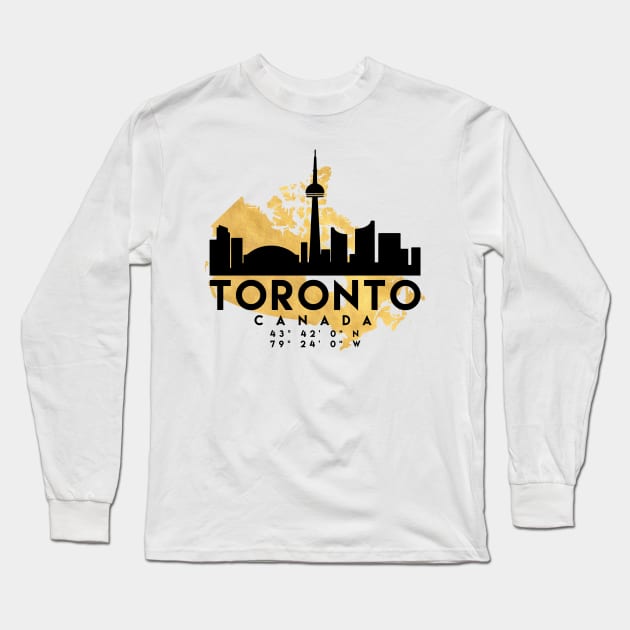 Toronto Canada Skyline Map Art Long Sleeve T-Shirt by deificusArt